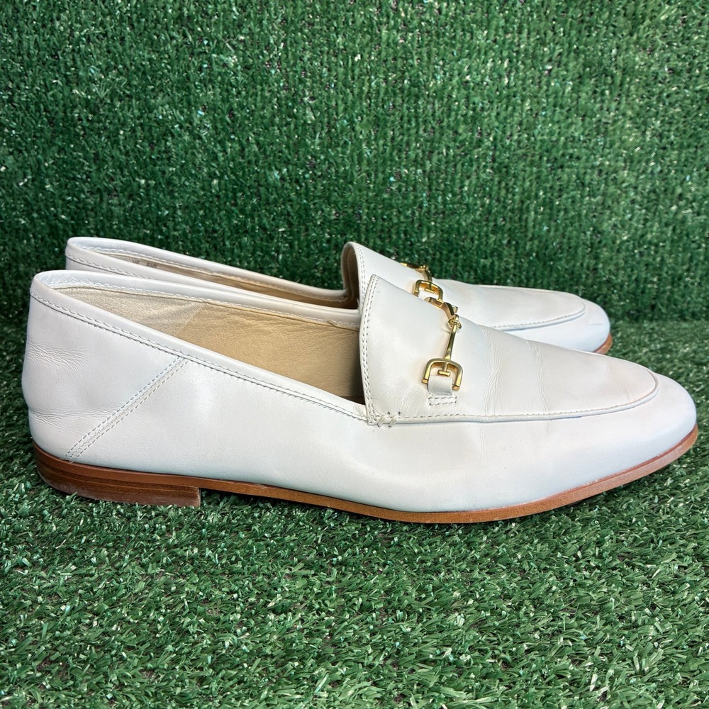 Sam Edelman Loraine Bit Loafer Leather Gold Hardware Classic Flat White Women 10